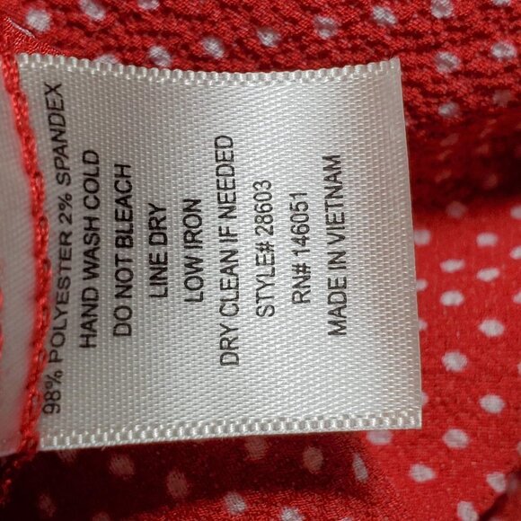 🚨083 Monteau Short Sleeve Retro Red White Polka Dot Wrap Blouse - Picture 5 of 5